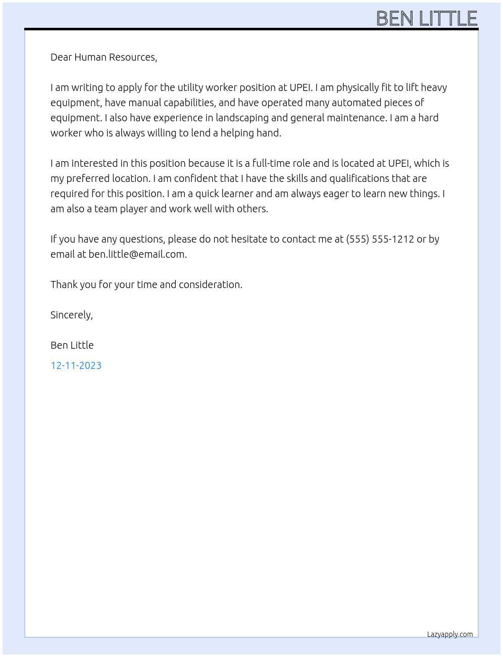 utility worker At Department of Facilities Management Cover Letter