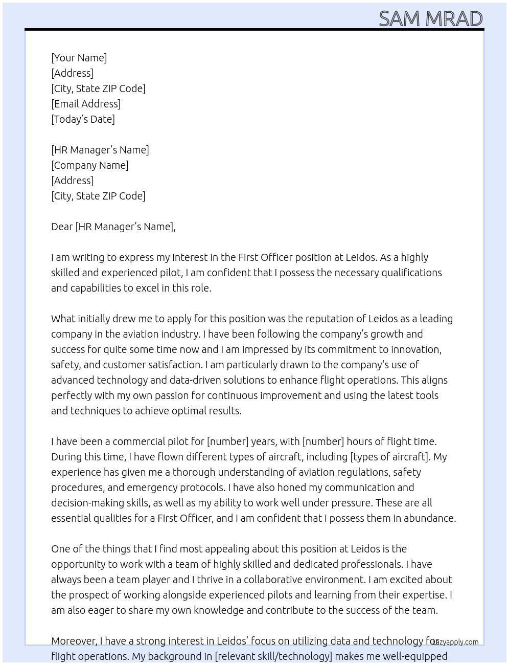 first officer At Leidos Cover Letter