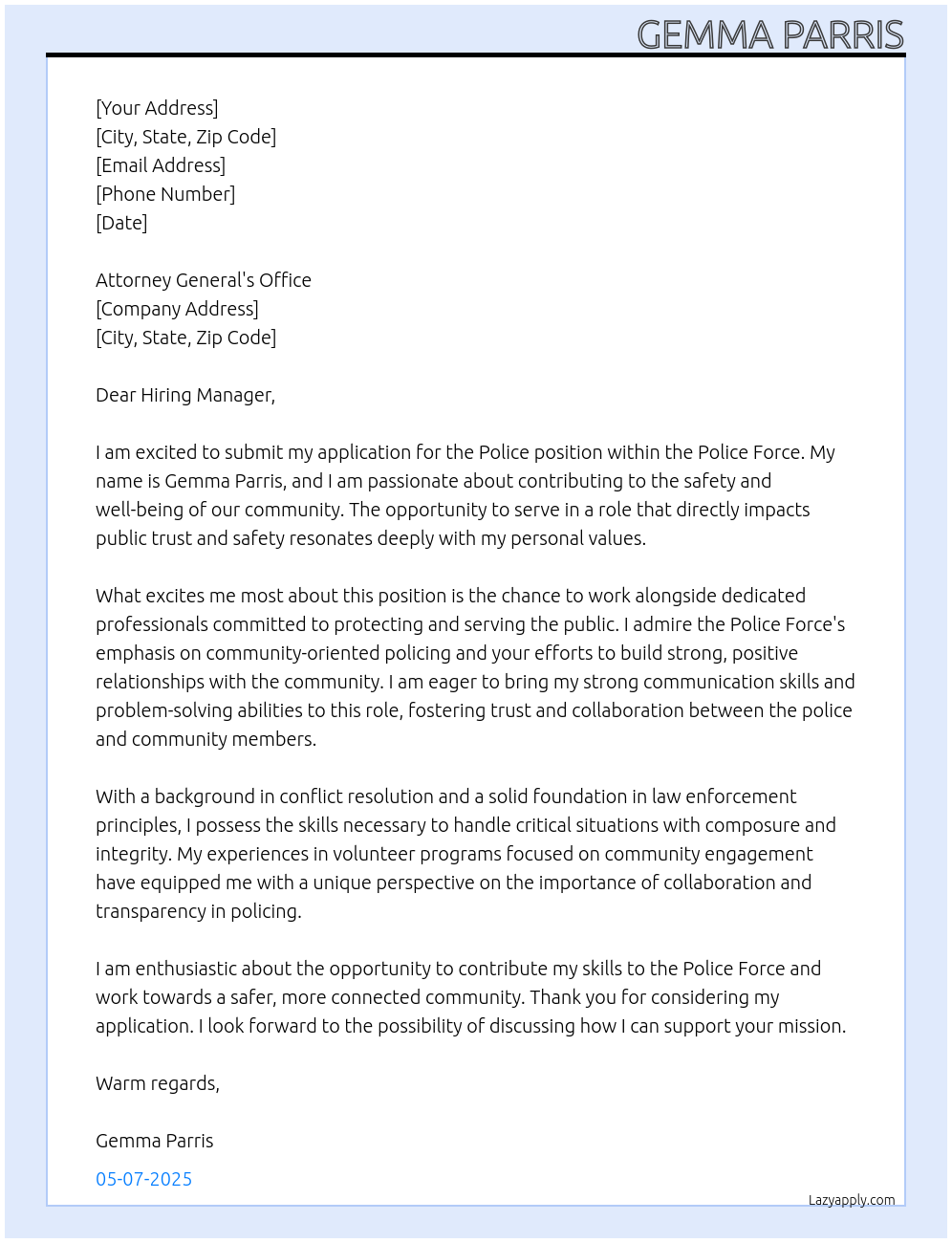 Police At Police Force Cover Letter