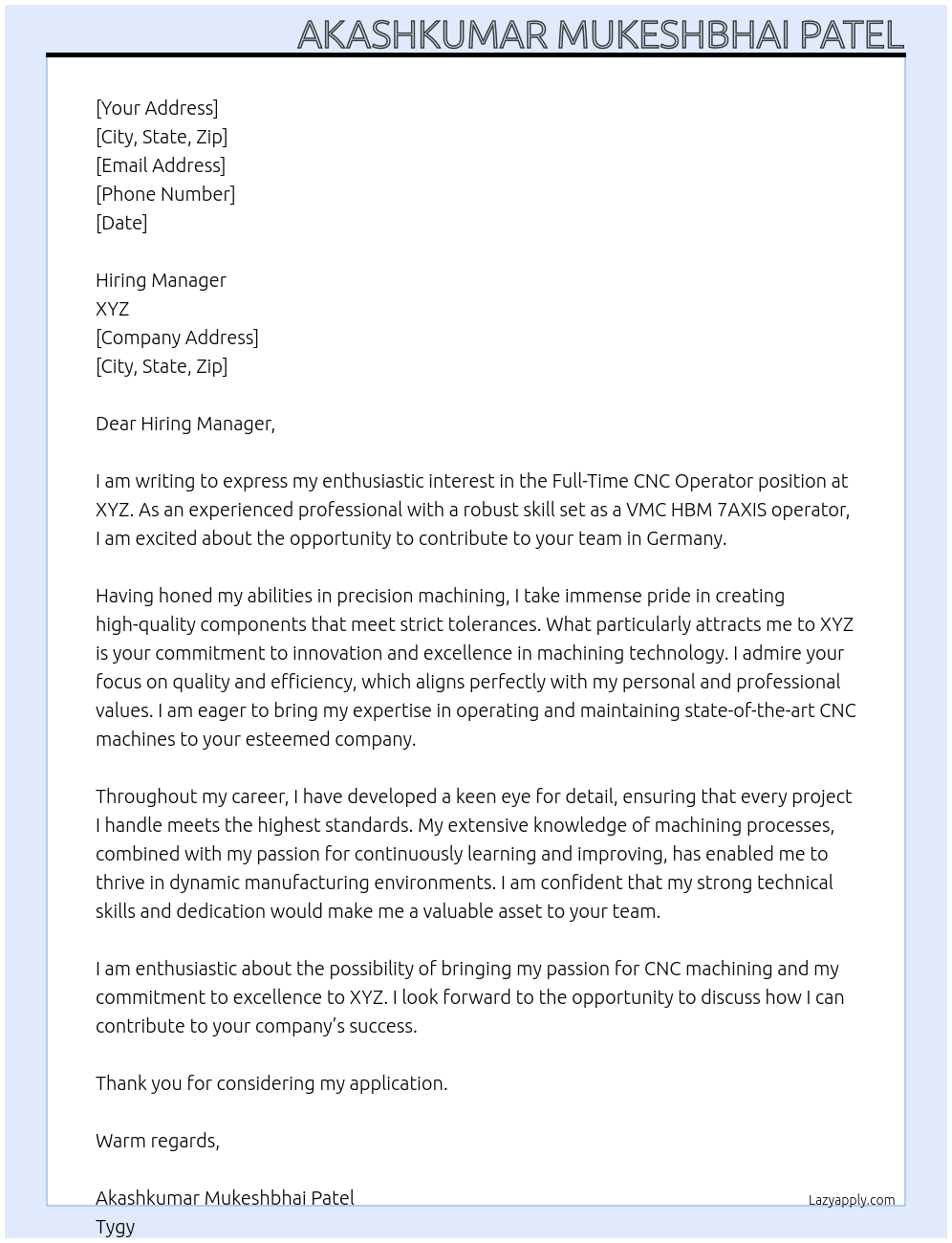 Cover letter for cnc operator - LazyApply