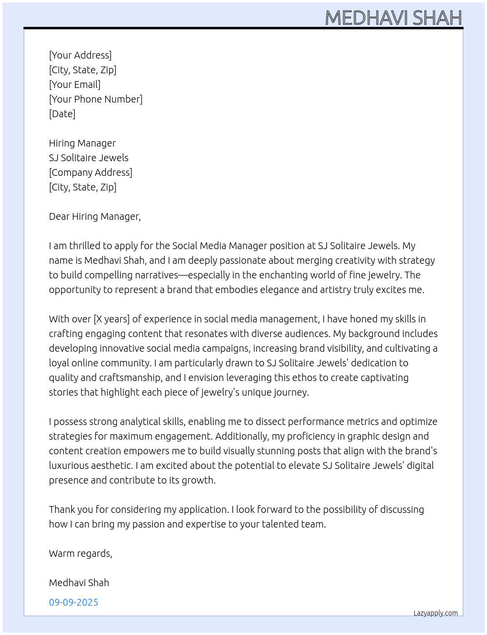 Cover letter for social media manager - LazyApply