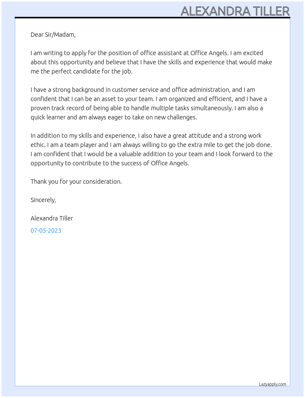 office At Office Angels Cover Letter