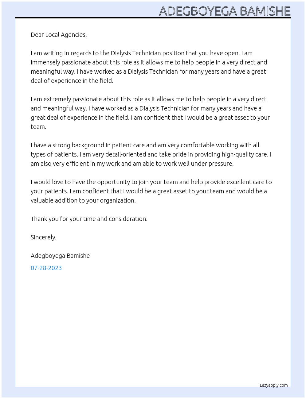 Cover letter for dialysis technician - OyrOwb3BeyYtd21NIiDb