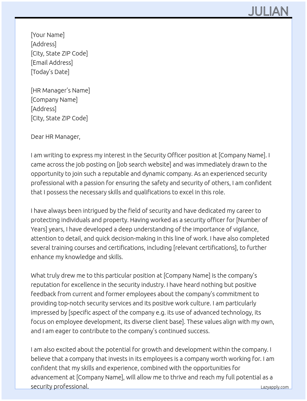 Security  At Security officer Cover Letter