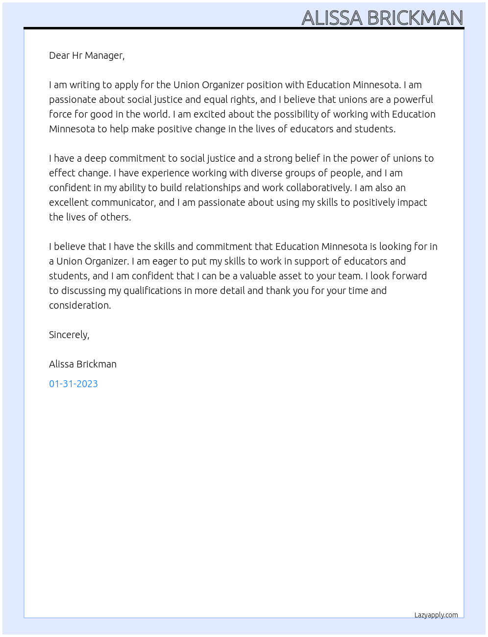 Labor Union Resignation Letter Template Infoupdate