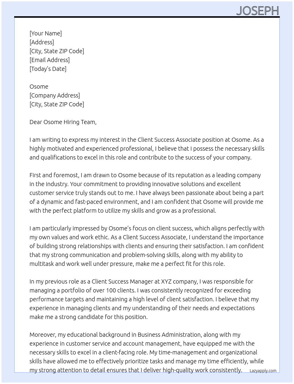 Cover letter for client success - P47a9Dlgq49A7IVcK0T7 