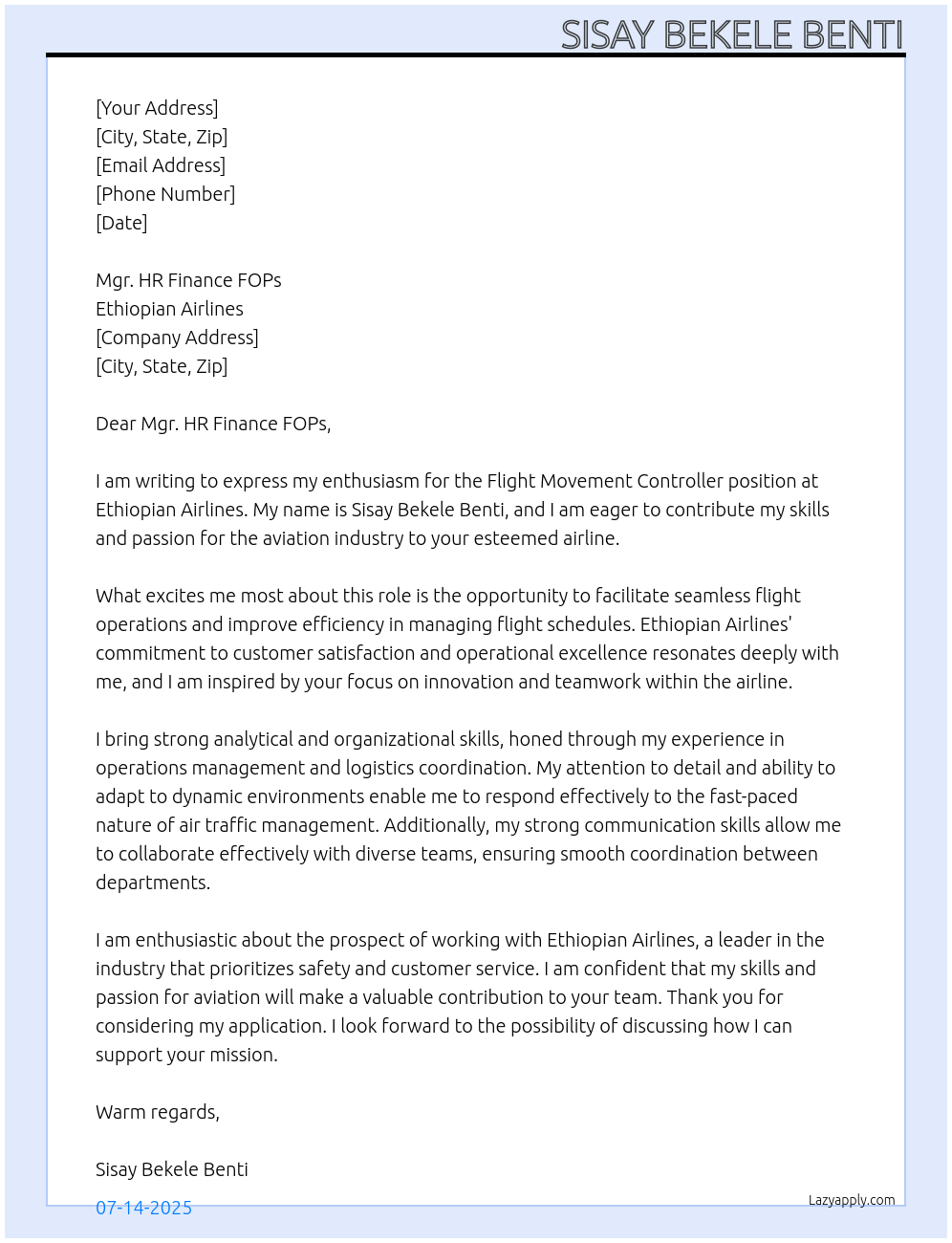 Cover letter for flight movement - PrBioqSPuT3tBGAPauLY