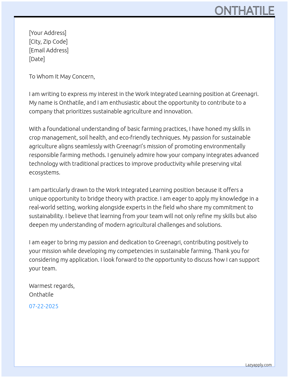 Cover letter for work integrated - QZymBpYl2p9lt3AC7vzC