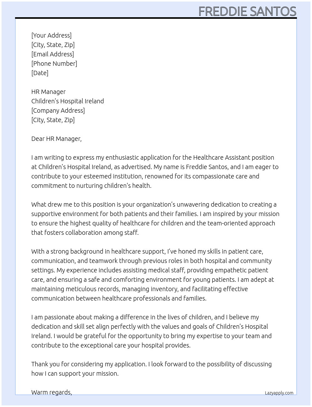 Cover letter for healthcare assistant - LazyApply
