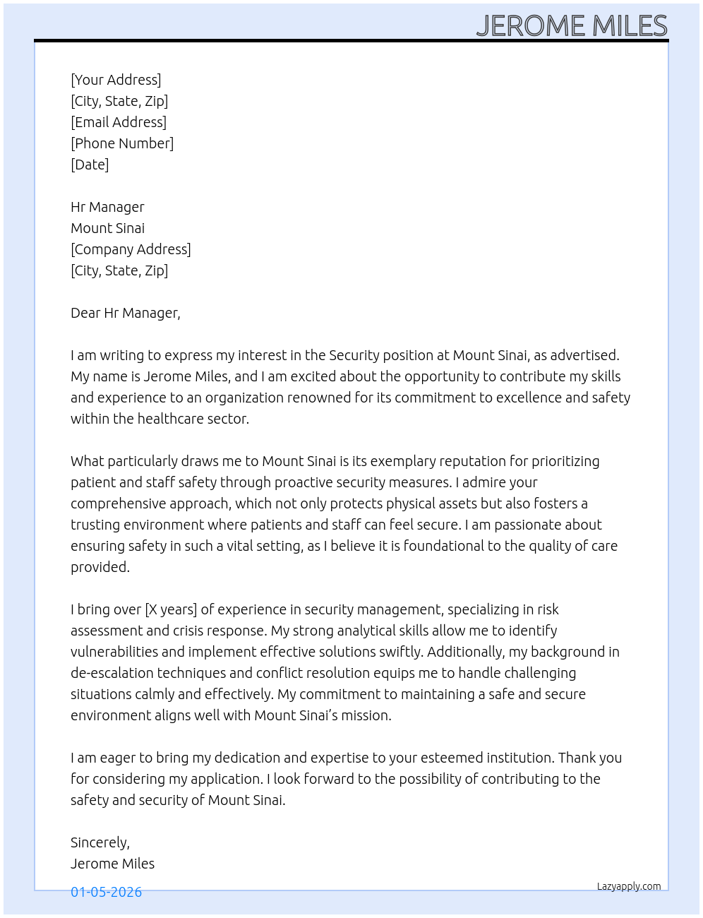 Cover letter for security - LazyApply