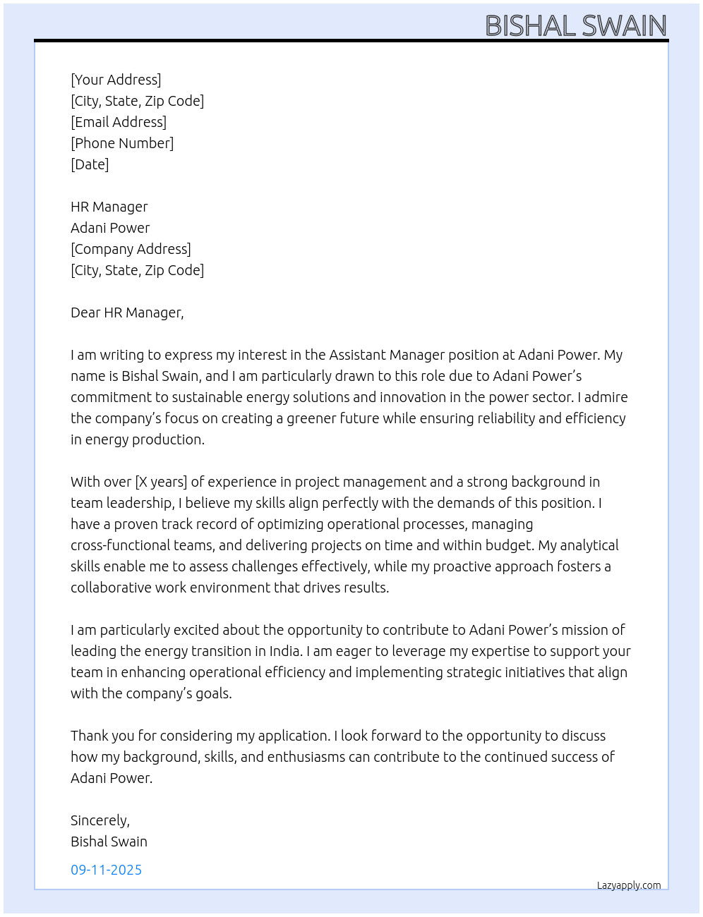 Cover letter for assistant manager - LazyApply