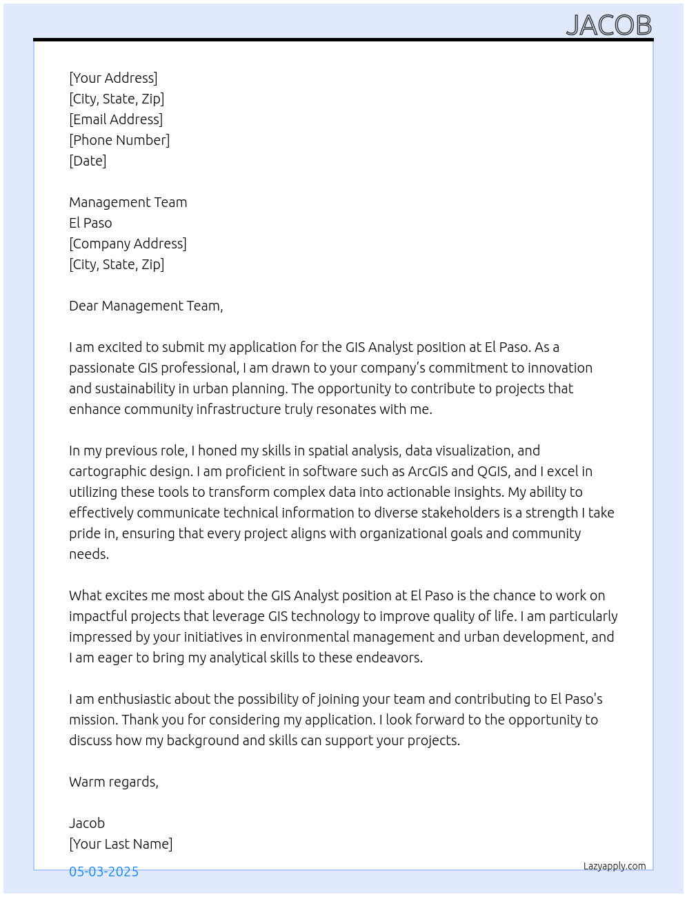 Cover letter for gis analyist - LazyApply