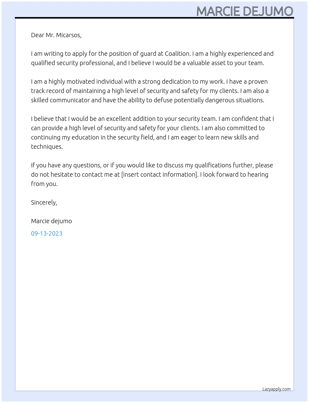 GUARD  At Coalition  Cover Letter