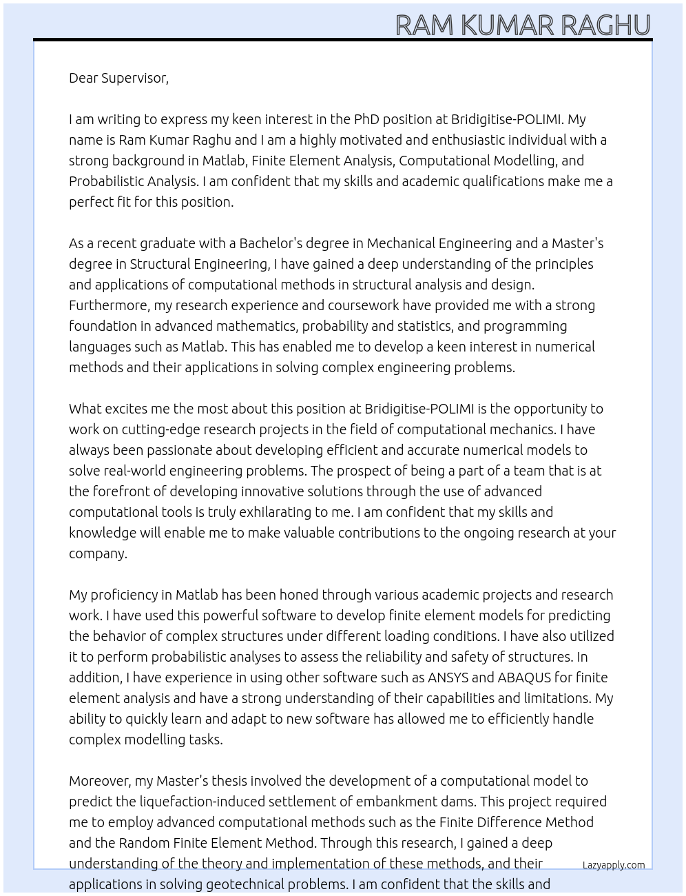 PhD At Bridigitise-POLIMI Cover Letter