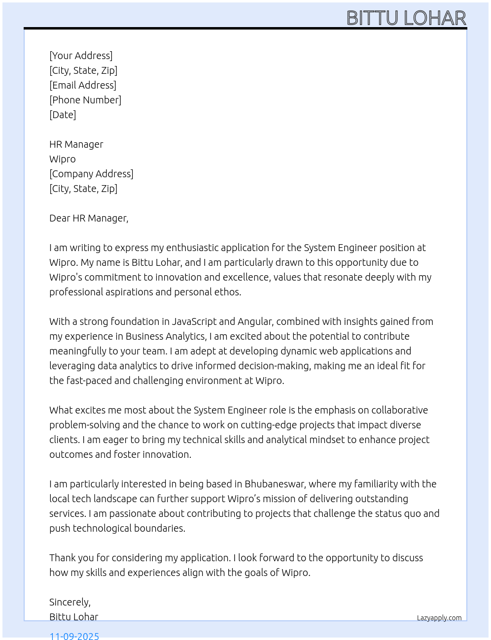 Cover letter for system engineer - LazyApply