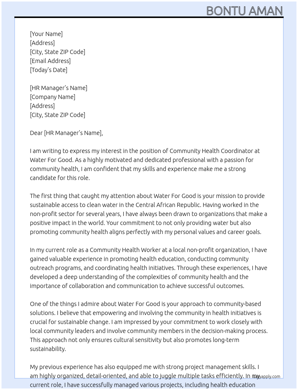 Cover letter for community health cordinator - LazyApply
