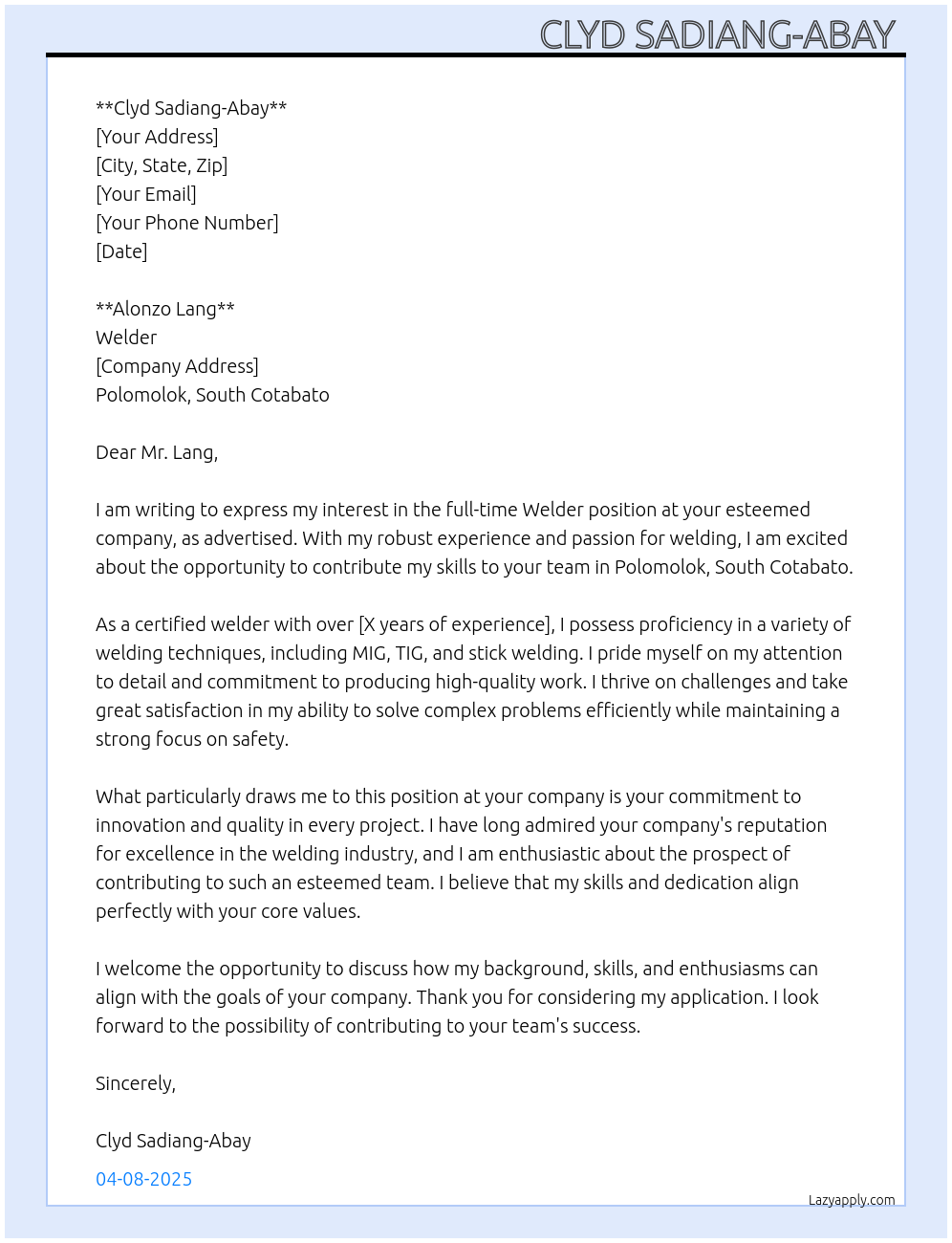 Cover letter for cover letter - LazyApply