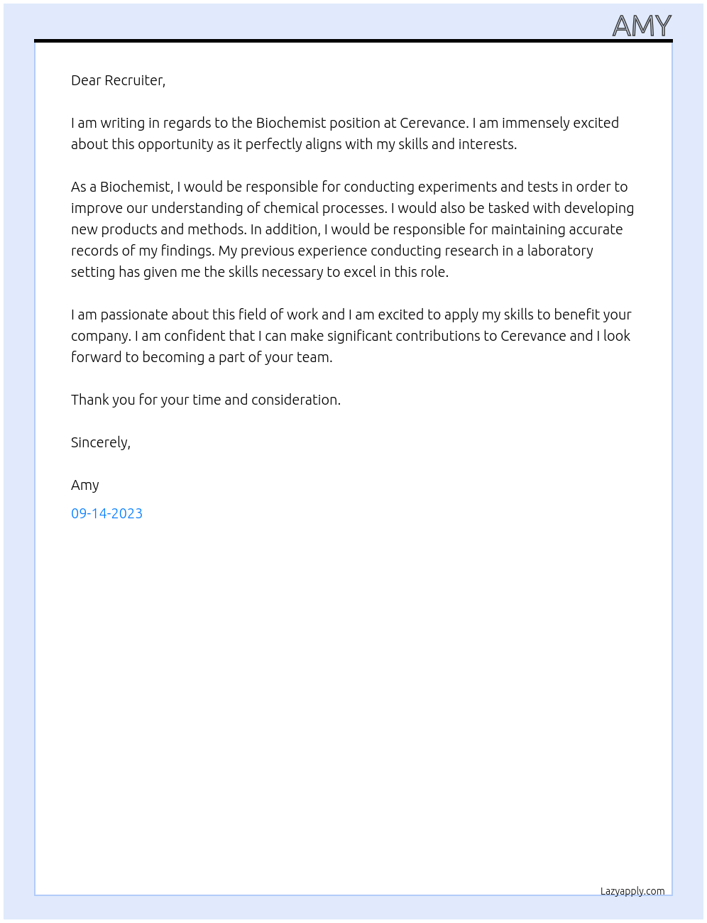 biochemist At Cerevance Cover Letter