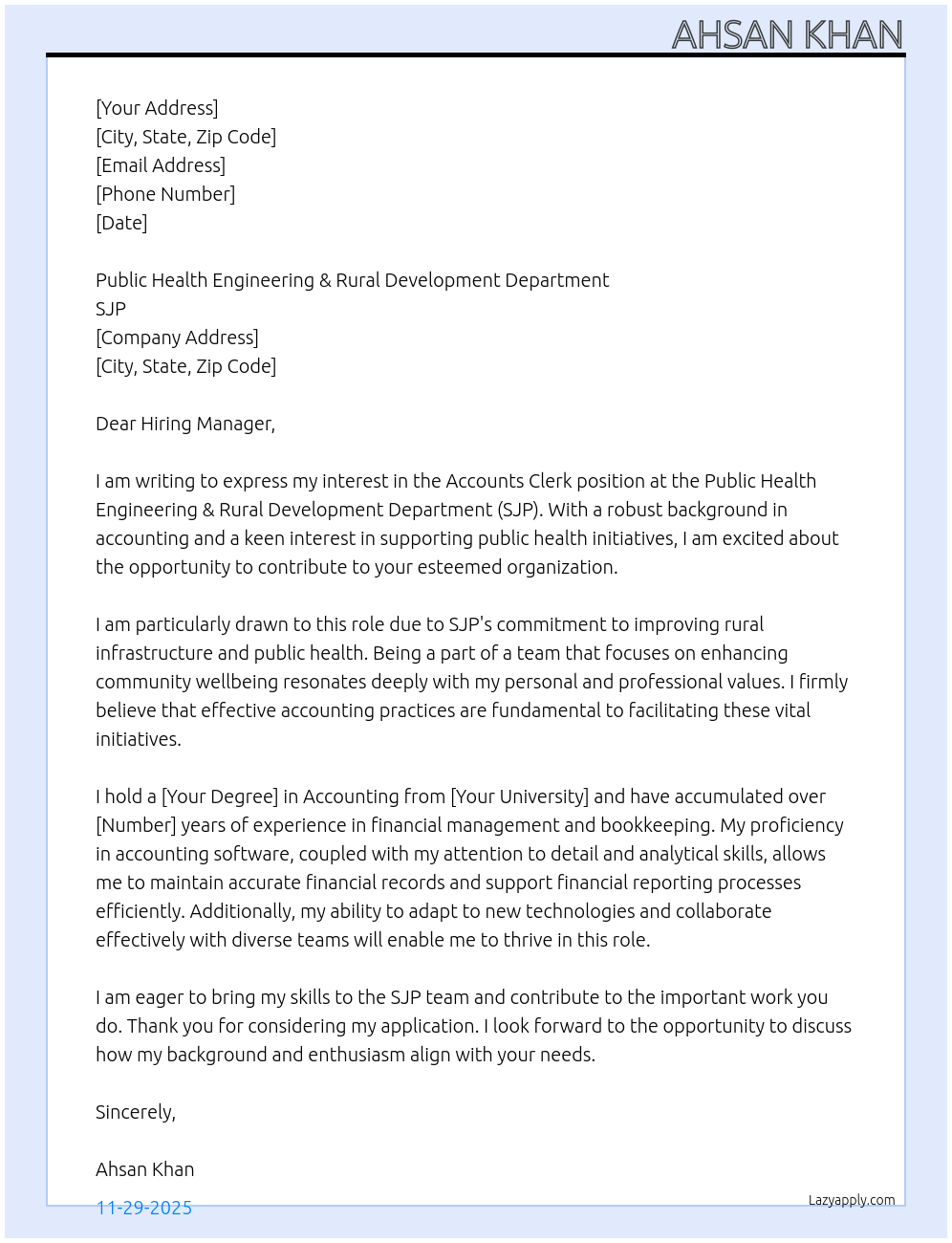 Cover letter for accounts clerk - LazyApply