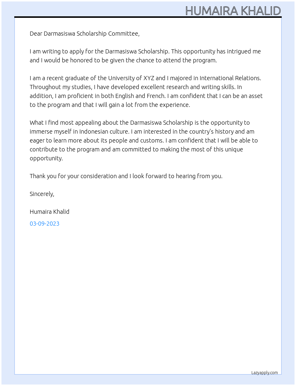 Scholarship At Darmasiswa Indonesian Scholarship Cover Letter