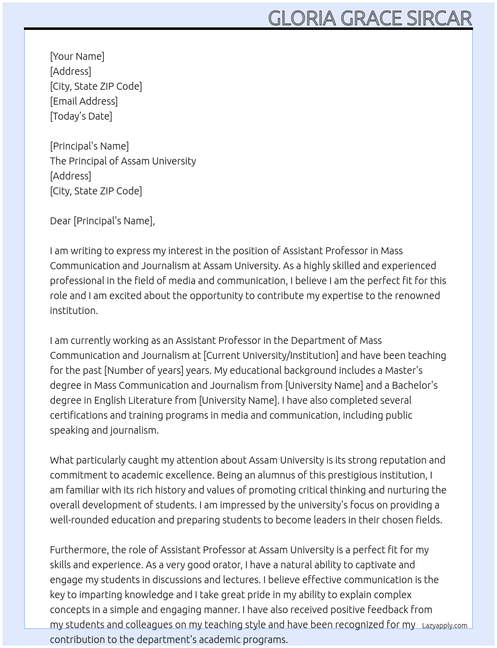 Cover letter for maass communication and journalism - LazyApply