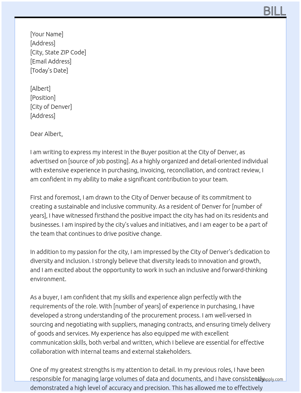 buyer At city of denver Cover Letter
