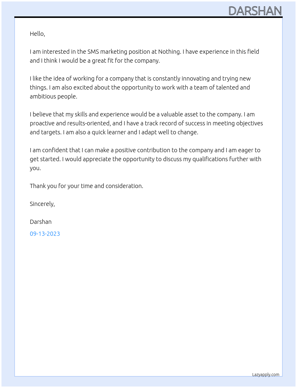 sms marketing At nothing Cover Letter