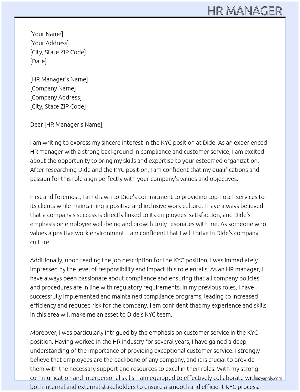 Kyc  At Dide Cover Letter