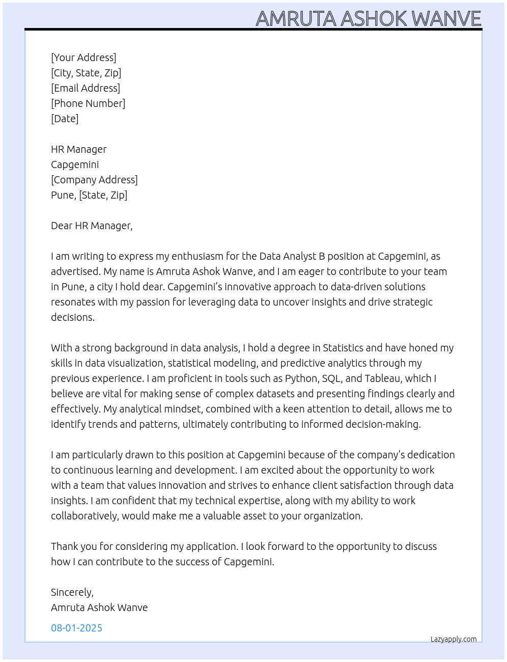 Cover letter for data analyst -b - LazyApply