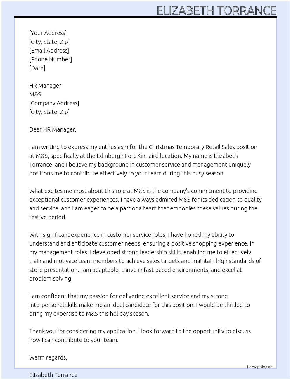 Cover letter for retail sales - LazyApply