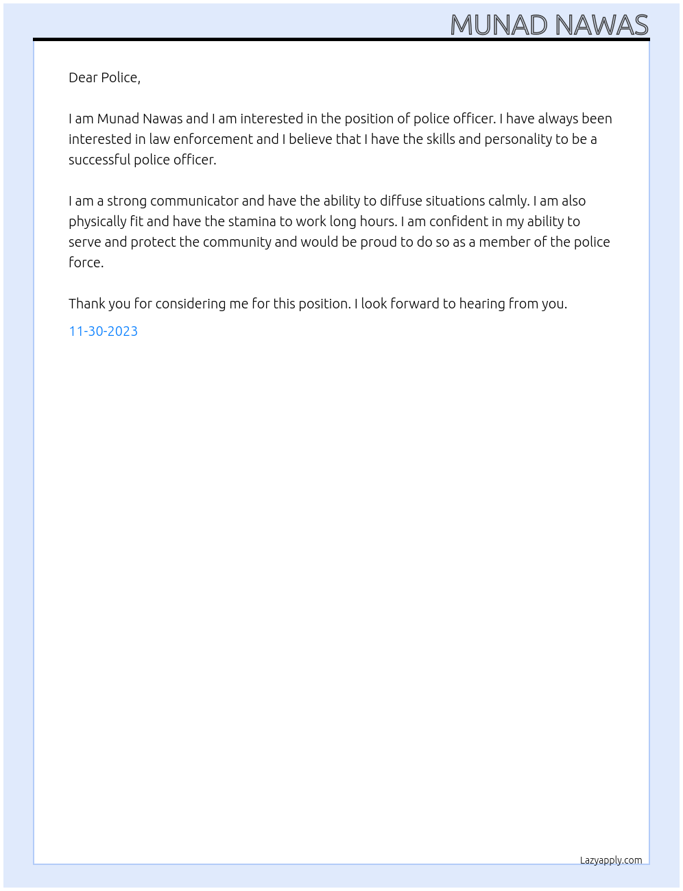 Police At Police Cover Letter