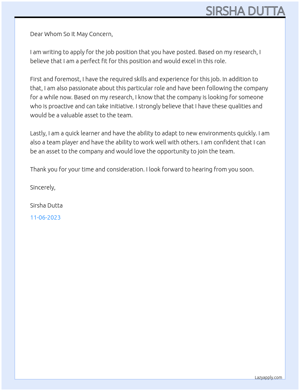 Job At HP Cover Letter