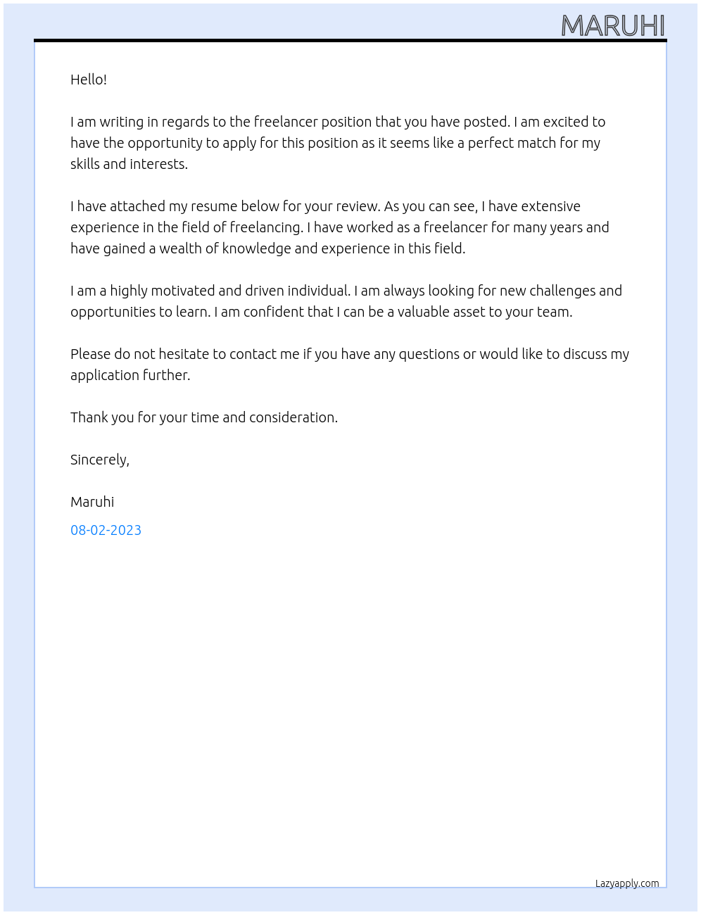 freelancer At freelancer Cover Letter