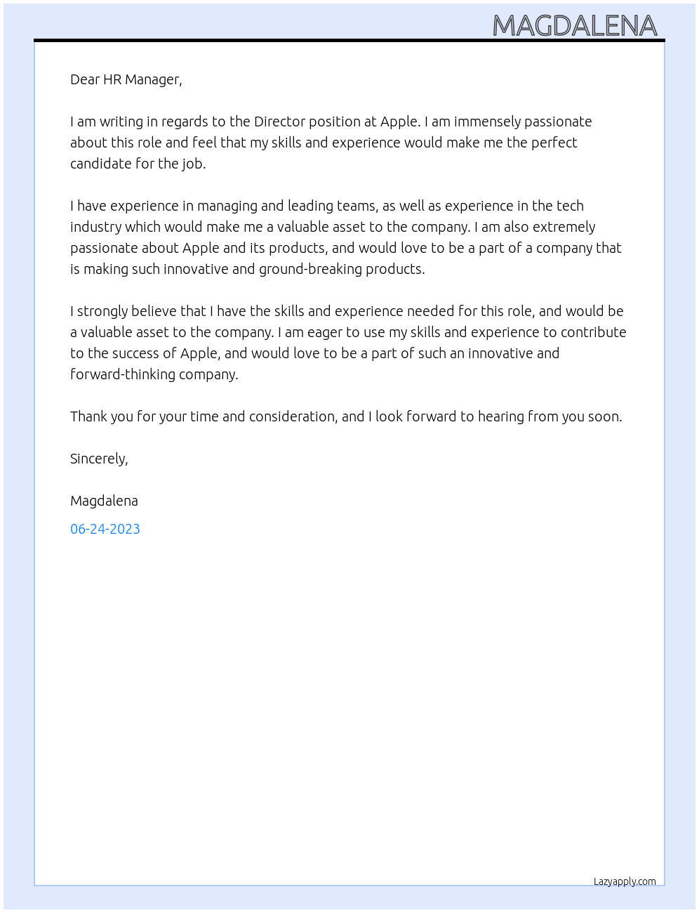 Director At Apple Cover Letter