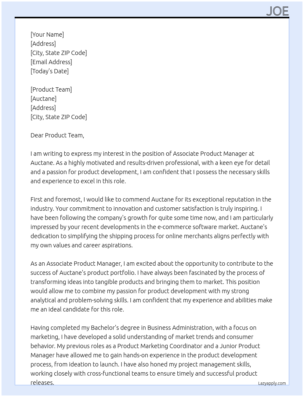 Cover letter for associate product manager - LazyApply