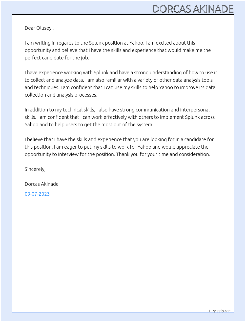 splunk cover letter At yahoo Cover Letter