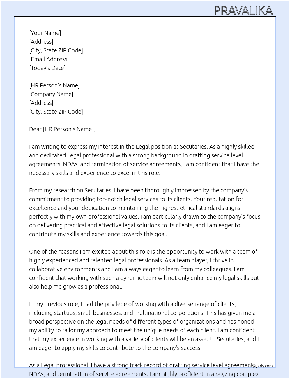 Legal At Secutaries Cover Letter