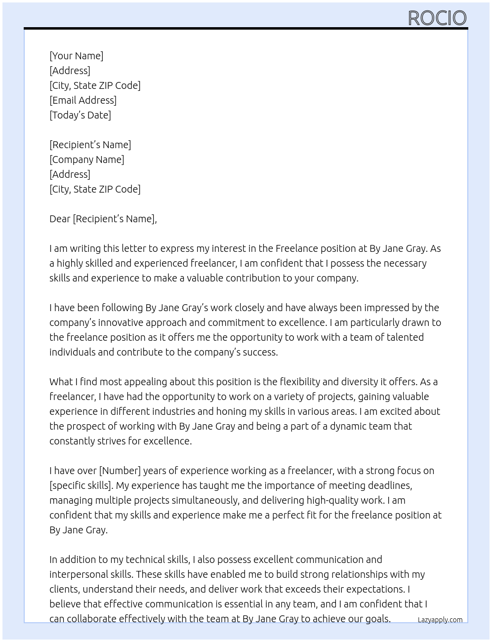 Freelance At By Jane Gray Cover Letter