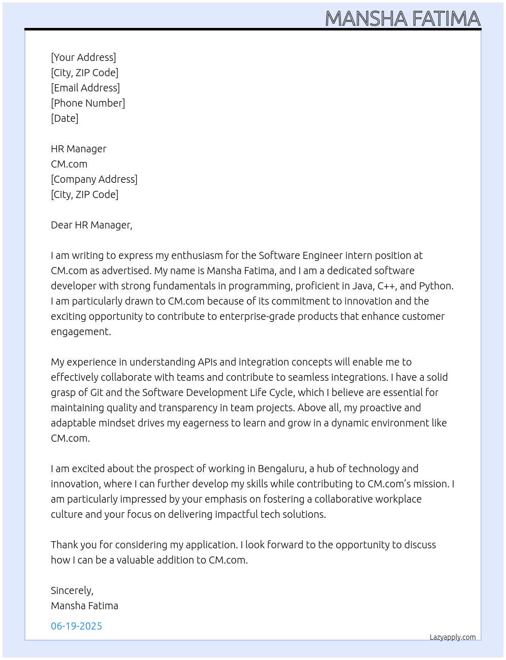 Software Engineer At CM.com Cover Letter