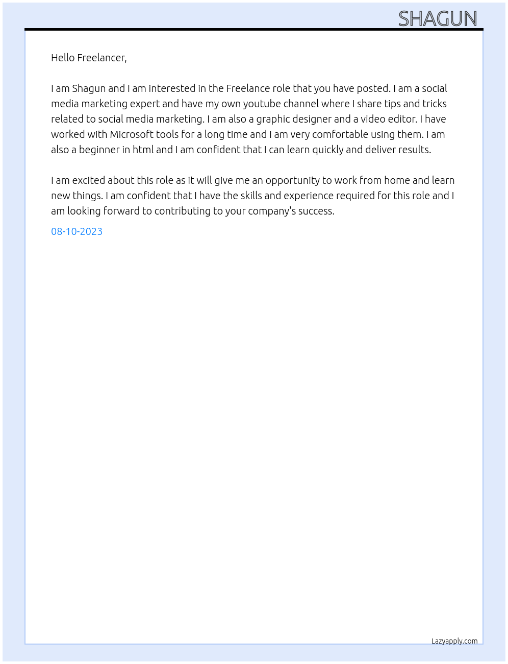 Freelance At Freelance  Cover Letter