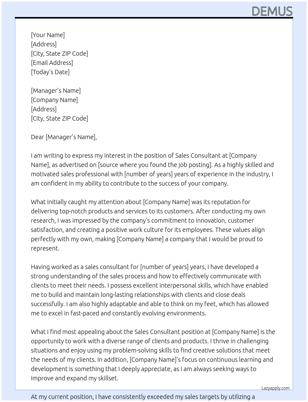 sales Consultant At posty Cover Letter