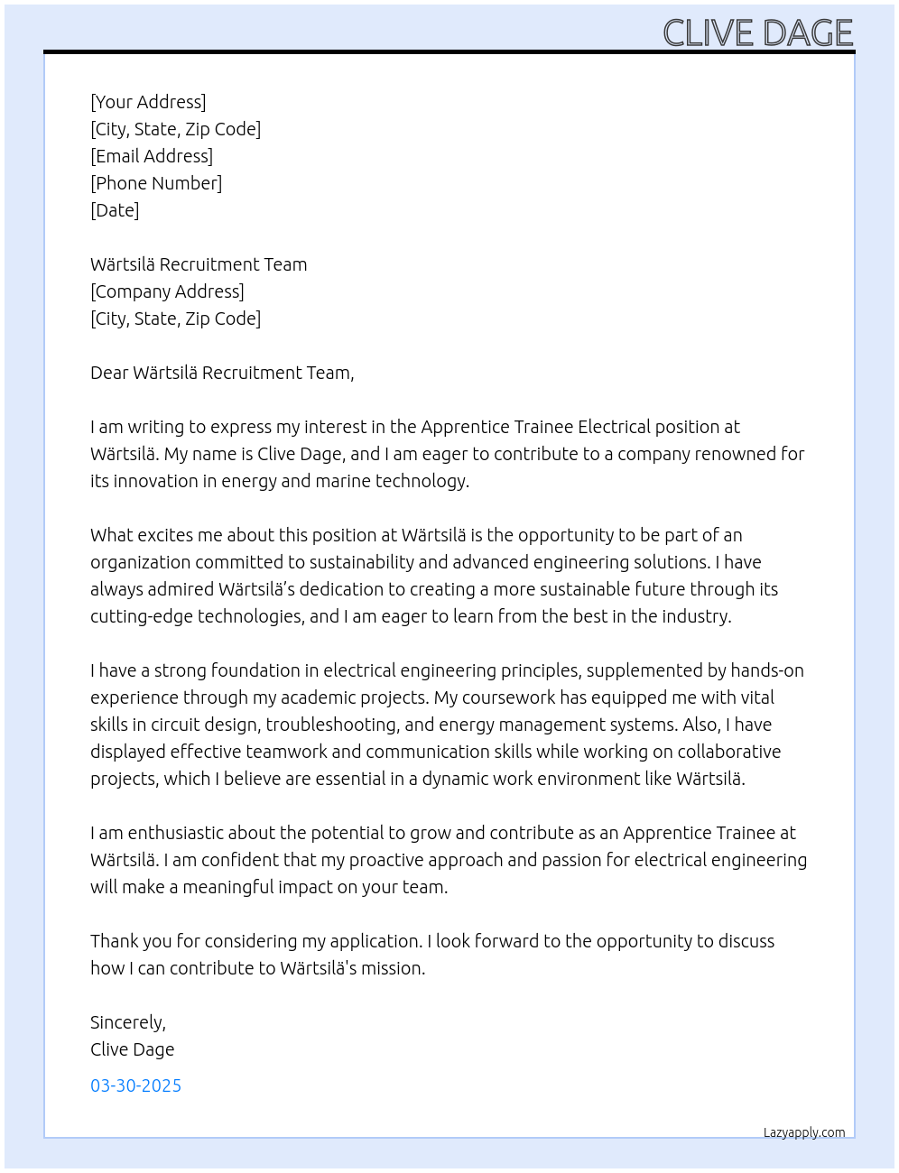Cover letter for student applying for apprentice trainee electrical - LazyApply