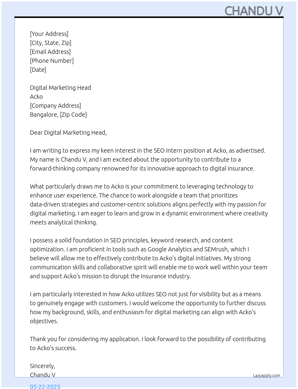 Cover letter for seo intern - LazyApply