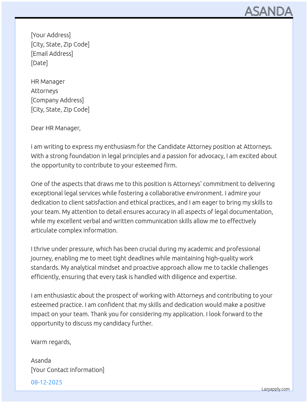 candidate attorney At attorneys Cover Letter