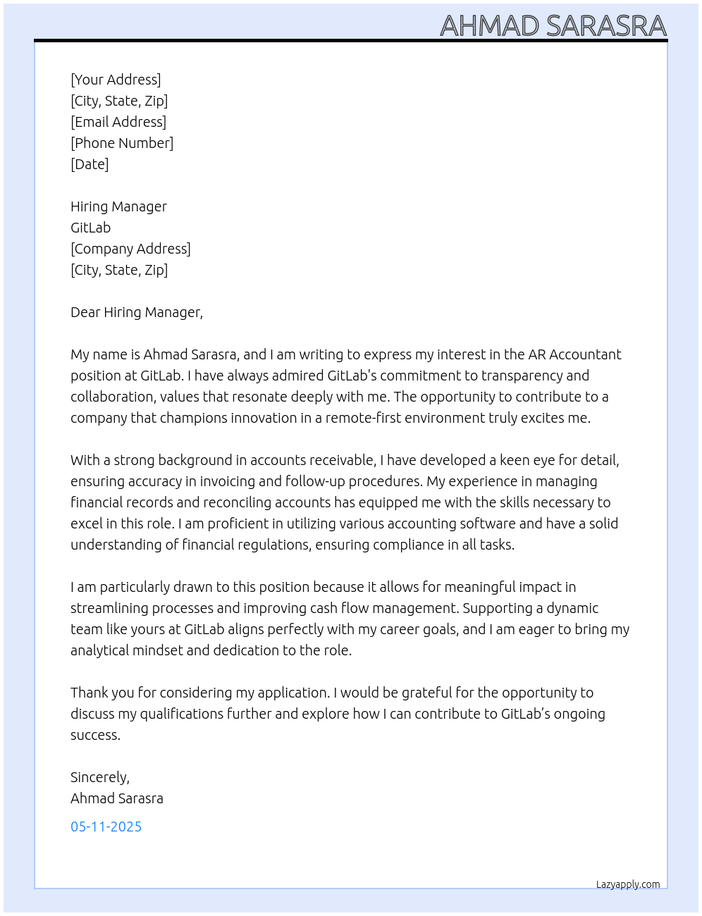 AR Accountant At GitLab Cover Letter