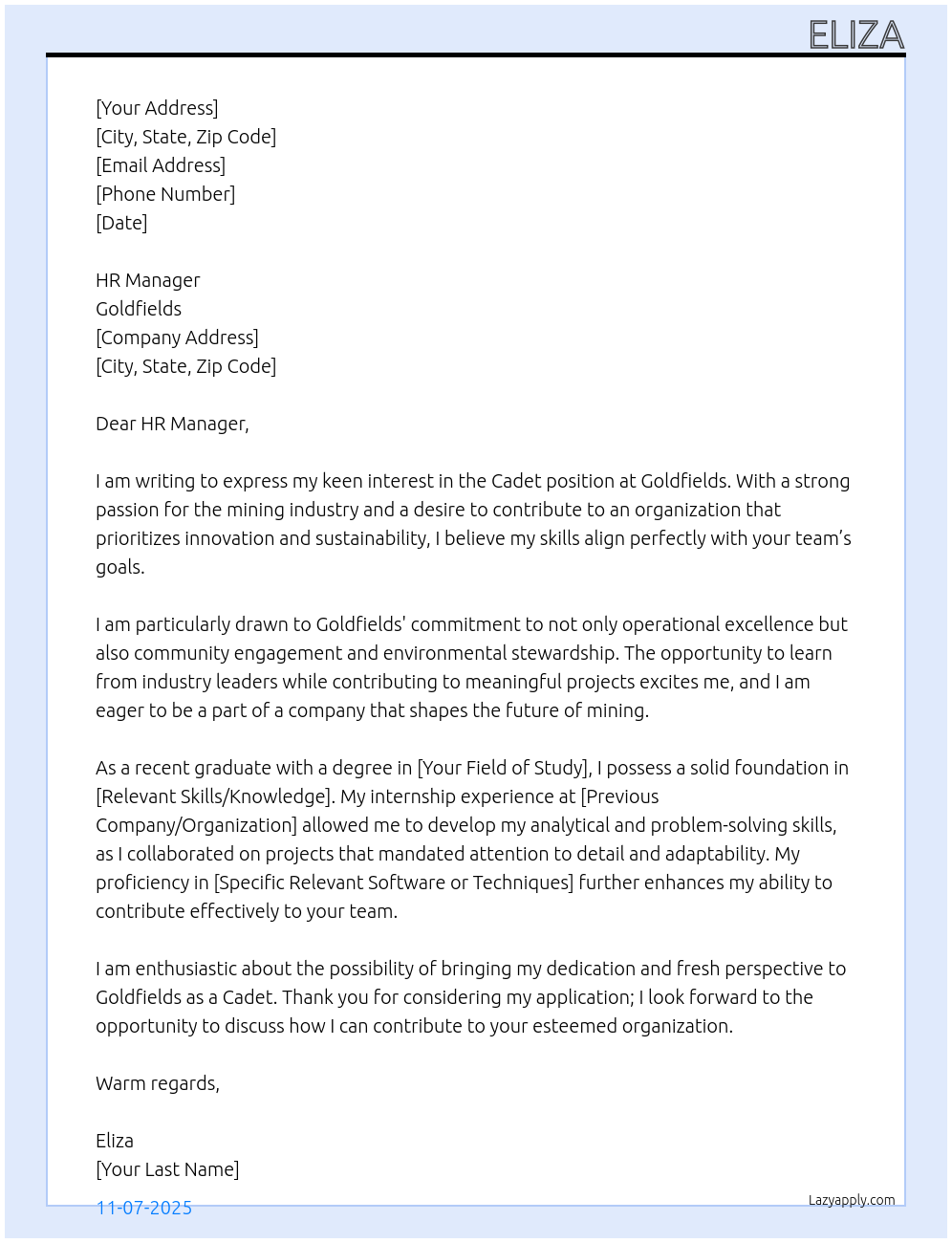Cover letter for cadet - LazyApply