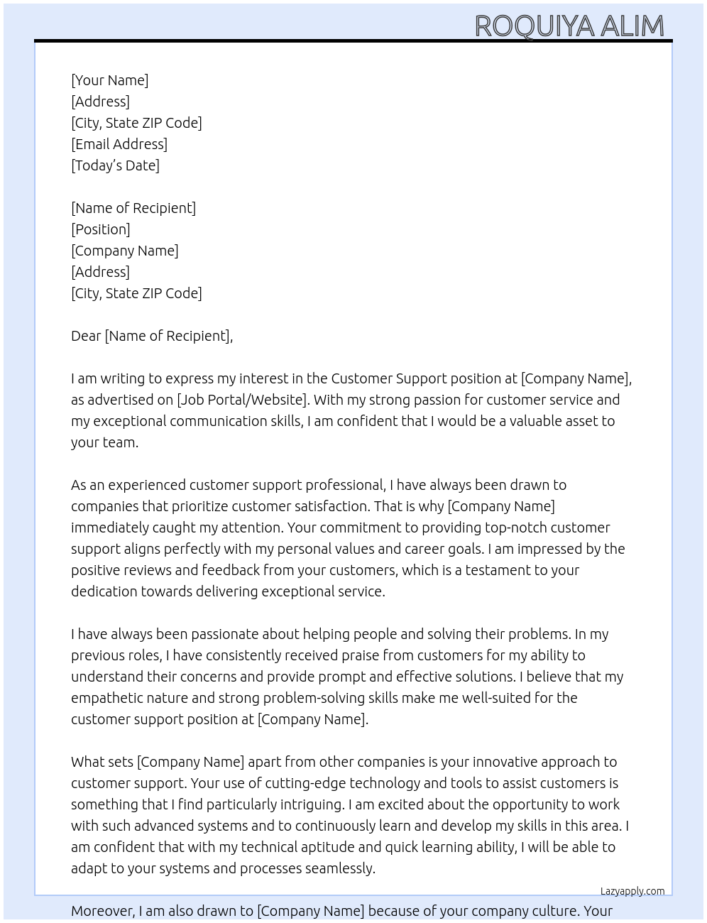 customer support  At careersdatabase Cover Letter
