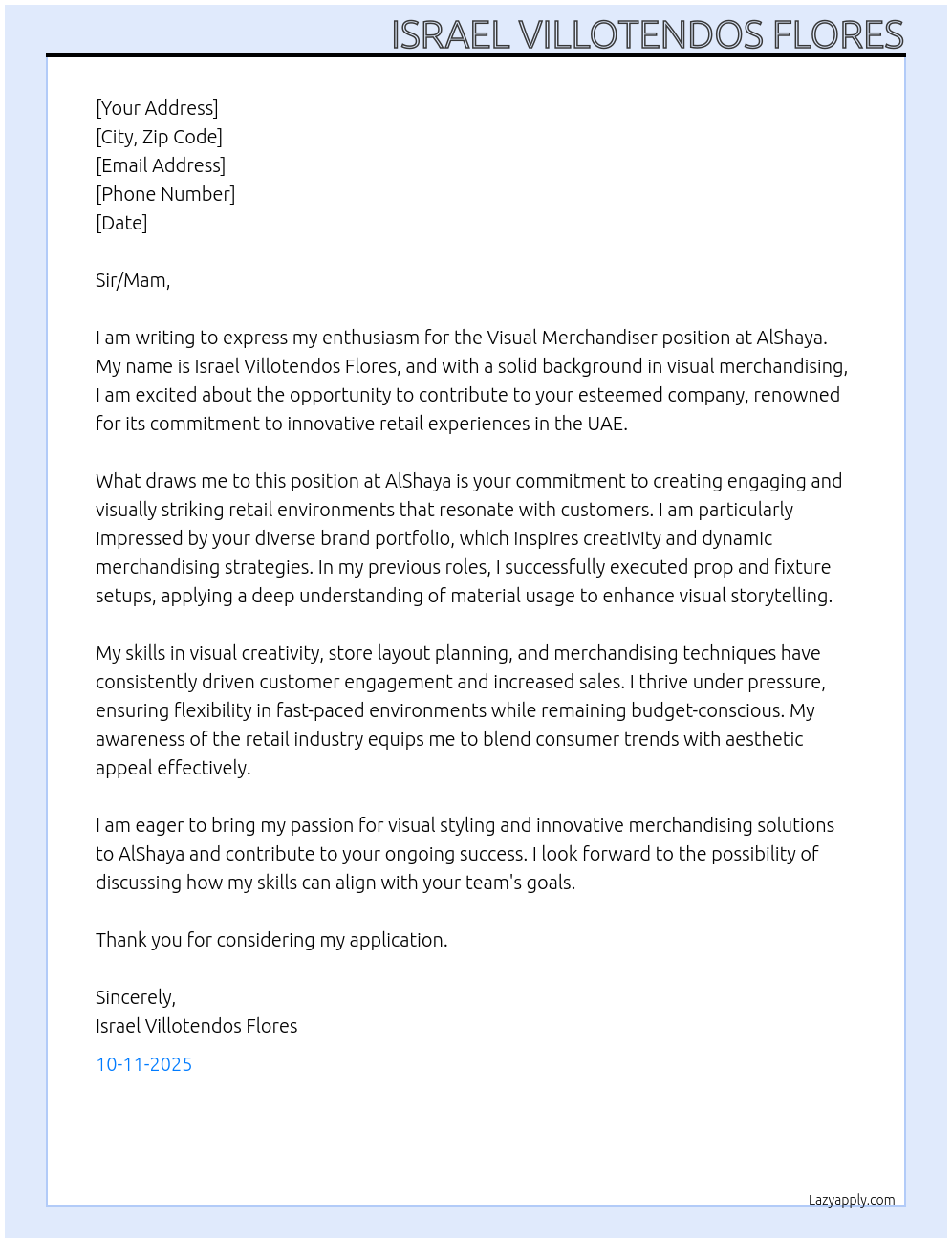 Cover letter for visual merchandiser - LazyApply