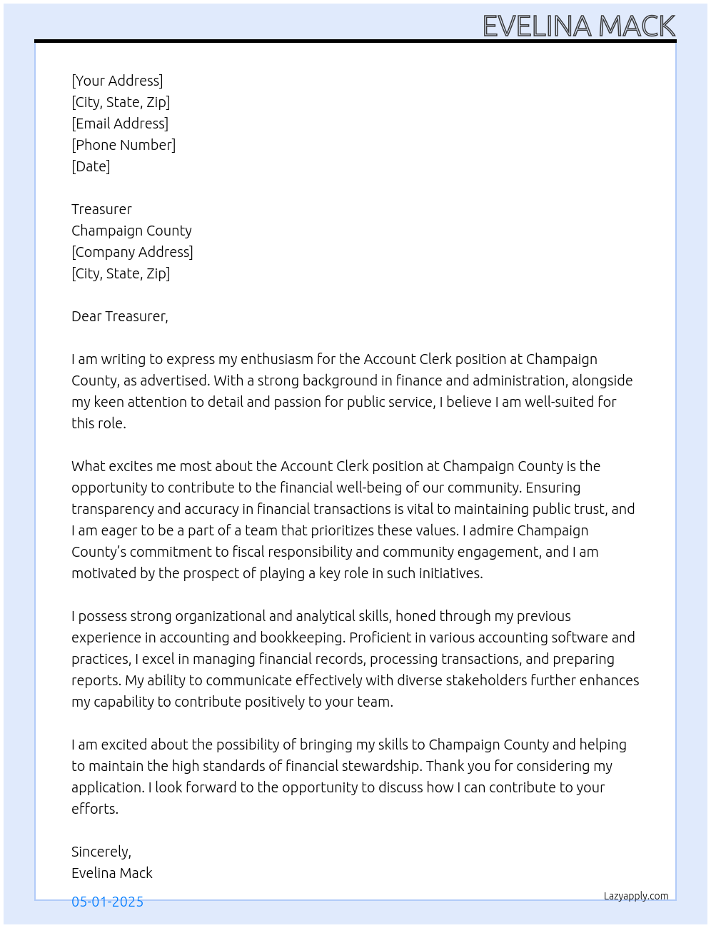 Cover letter for account clerk - LazyApply