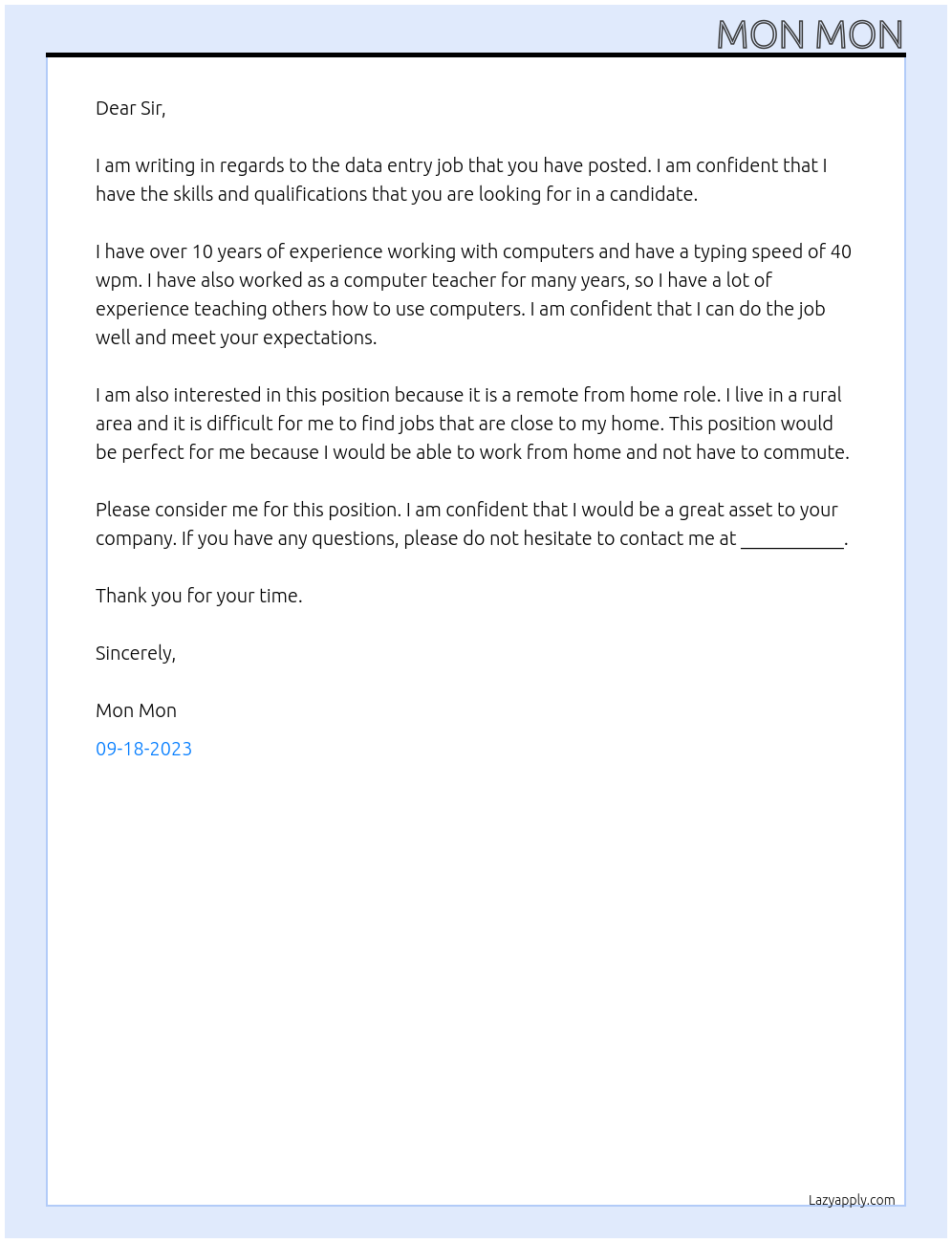 data entry job At google Cover Letter